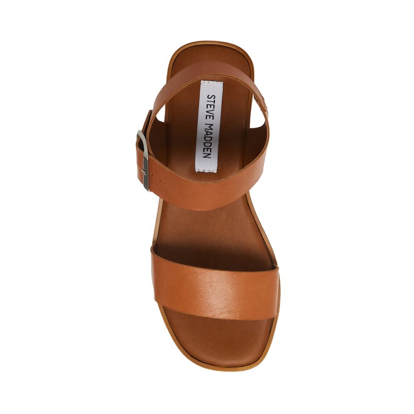 Brown Steve Madden Keenan Leather Women's Platform Sandals | PH 271516ZP